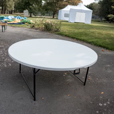 Table ronde blanche pliante en PVC